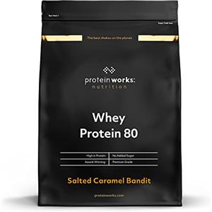THE PROTEIN WORKS Proteine Whey 80 (Concentrate) In Polvere | 82% Di Proteine | Frullato Proteico Povero Di Zuccheri | Caramello Salato Intenso | 500g