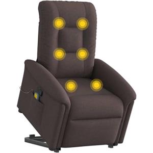 vidaXL Poltrona Alzapersona Massaggi Reclinabile Marrone Scuro Tessuto