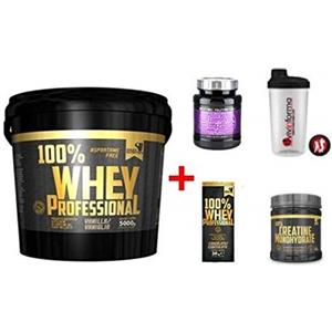 Multi Marca 100% Whey Protein Vaniglia 5 KG Gold's Nutrition + BCAA 6400 375cpr e Creatina 100g Scitec Nutrition + Omaggi
