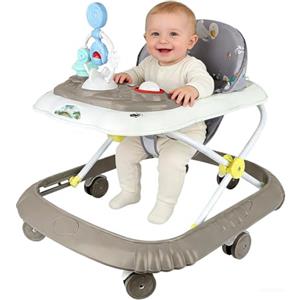 HUOLE Girello pieghevole Bebe da 6 a 18 mesi, ideale come aiuto per camminare per i primi passi del vostro bambino, con vassoio di attività musicali, 4 in 1 kaki (67 x 72 x 92 cm) - (B)