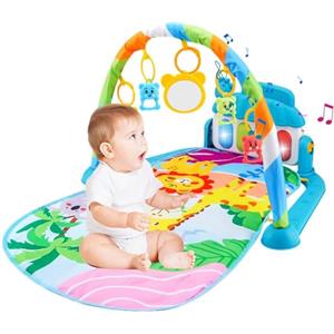 Nankoyal Tappeto Gioco Bambini,Grande Palestrina Neonato, Palestrina Neonato Montessoris Con Luci E Musica,Palestra Per Bambini Con Luci E Musica Adatto A Ragazzi E Ragazze, Educazione,28.3x15.7x18.5in