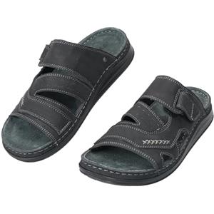 JOMIX Ciabatte Estive Uomo in Pelle con Strappo Pantofole Estive Leggere per Casa e Spiaggia Ciabatta Casual con Suola Antiscivolo e Morbido (Nero,40)