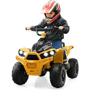 RELAX4LIFE Macchina Elettrica per Bambini, Veicolo a Batteria 12V con Luci LED, 2 Velocità, Clacson, Musica, Sedile Ampio, Veicolo Giocattolo a 4 Ruote per Bambini e Bambine 3 Anni + (GIALLO)