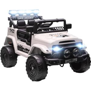 AIYAPLAY Macchina Elettrica per Bambini 3-5 Anni 12V Telecomando Bianco | 2 Motori, Sospensioni, Telecomando, USB, Musica, Wireless, Cintura, Fari e Clacson, 3-5 km/h, Jeep Auto Elettrica per Bambini