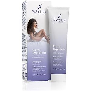Waysilk | Crema Depilatoria Corpo Con Acido Ialuronico e Aloe Vera, Pelle Liscia a Lungo, 150ml