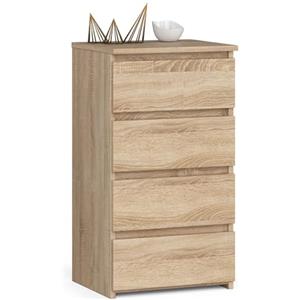 AKORD | Cassettiera a 4 Cassetti | Credenza Alta | Moderna Mobiletto per Soggiorno Sala da Pranzo Camera da Letto Corridoio Bagno | Armadio Cameretta | 35x40x74 cm | Rovere Sonoma