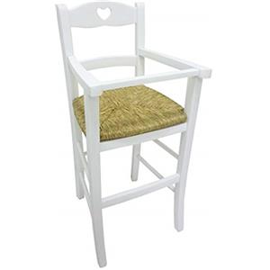 Woodshop Sediolone Sgabello Sedia Seggiolone legno bimbo con protezione colore bianco seduta paglia