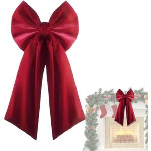 Generico Topper Rosso Fiocchi in Velluto per Albero di Natale 36 X 18 inch Grandi Cravatte con Fiocchi per Topper per Albero Toppers per Alberi di Natale per Ghirlanda di Natales Decorazioni