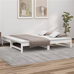 Tidyard Dormeuse Estraibile,Divano Letto Estraibile,Divano Letto Scomparsa,Divano Letto 2 Posti,Divani Letto Matrimoniale,Struttura Letto,Bianca 2X(80x200) cm Legno Massello di Pino
