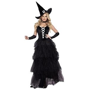 Generico Costume Strega Viola Abito Halloween per Donna, Vestito Strega per Compleanni e Party di Halloween,da Donna per Adulti, Costume di Classico