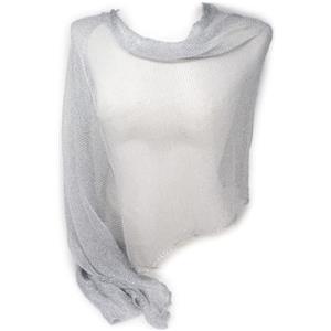Emila Stola Donna Elegante per Cerimonia e Matrimonio, Coprispalle di maglia a Rete in Viscosa e Lurex, Sciarpa Leggera Foulard Scialle per Abito da Sera e Eventi, 190x70 cm primavera estate 2026 Argento