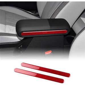 KUNGKIC Fibra di carbonio Braccioli Auto Box Copertura Console Centrale Protezione Trim Strisce Decorative su entrambi i lati Adesivi Interno per Mini Cooper S F65 F66 F67 2024 2025 Accessori (Rosso)