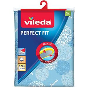 Vileda Copriasse da Stiro, Telo Stiro Universale, Doppio Strato, in Cotone e Soffice Mollettone, con Bordo Dotato di Elastico, Blu, 122 x 42 cm, 1