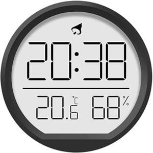 Desiumite Orologio da Parete Digitale LED Desiumite con Display di Temperatura, Umidità e Data, Formato Orario 12/24 Ore, Retro Magnetico per Montaggio sul Frigorifero, Vetro ad Alta Trasparenza (Nero)