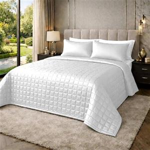 Generico Trapuntino Matrimoniale Essential in Raso Satin - Copriletto Trapuntato Elegante e Lucente, Leggero e Traspirante, Made in Italy (Bianco)