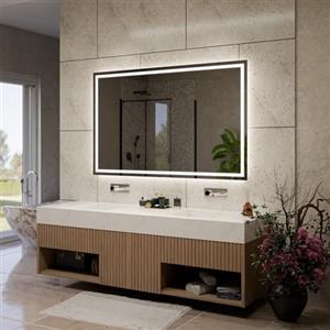 Alasta Atlanta Specchio Bagno LED 120x80cm Antiappannamento, Retroilluminato, Personalizzabile, Rettangolare, Selezione Colore Luce