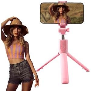 Nbbwwu Selfie Stick - Treppiede estensibile per telefono cellulare con | telecomando wireless, treppiede portatile per selfie/registrazione video/foto/live streaming/Vlog