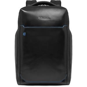 PIQUADRO - Zaino Blue Square Porta PC 15,6 in Pelle - Uomo - Nero | Spallacci imbottiti, Ampio, Vani organizzati, Ufficio, Business, Trasferte e Uso Quotidiano