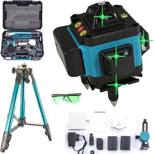 Generic Livella Laser Autolivellante, Livella Laser Tracciatore 16 Linee, Rotazione 360° con 2 Batterie, Strumento Laser con Livellamento Automatico, Arredamento, Fai da Te, Lavori di Costruzione, Verde
