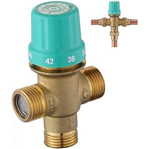 CARMOTTER Valvola Miscelatrice Termostatica, Valvola Miscelatrice Termostatica in Rame con Interfaccia da 1/2 Pollice, per la Regolazione dell'Acqua Calda e Fredda (A)