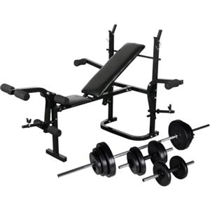 vidaXL Panca Multifunzione Bilanciere Set Manubri 30,5 kg Fitness Multi Model