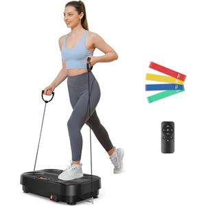 Dripex Piattaforma Vibrante per Casa, Pedana Vibrante con 1-99 Livelli di Intensità e 4 Fasce Elastiche, Allenamento Completo del Corpo, Portata fino a 130 kg (Nero carbone)