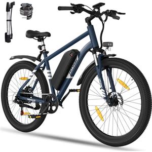 HITWAY Bici Elettrica uomo,27,5/26 Fat Tire 7 Velocità Bicicletta Elettrica da 36V13Ah/48V15,6Ah Batteria al Litio Rimovibile 60-100km, Pendolarismo in città & MTB Bici Elettriche
