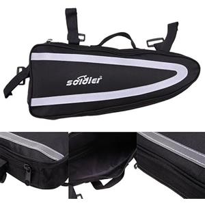 Lagomloot Borsa triangolare per telaio bicicletta, 600D, impermeabile, per bici da strada, MTB, colore nero, 40 x 17 x 5 cm