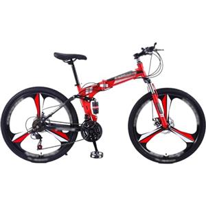 GLSQBVRP Mountain Bike Pieghevole Da 24 E 26 Con Doppia Sospensione, Telaio In Acciaio Ad Alto Tenore Di Carbonio, 21 Velocità, Per Adulti, Uomini E Donne, Adolescenti D,26 inch