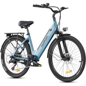 HillMiles Bici Elettrica Per Adulti Da 26, 7 Velocità Bicicletta Elettrica da 36V 13Ah Batteria Rimovibile, 25km/h & Autonomia di 80-100km E-bike Per Pendolari Urbani, IP65 impermeabile (MileCity1, Blue)