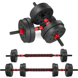 TEENO Kit Manubri per Bodybuilding, 15 kg, manubri regolabili，comprendente manubri, bilanciere, Fitness, Bodybuilding，pesi palestra