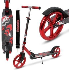 Habib Gruppe Kickroller con ruote XXL lucide - pieghevole, regolabile in altezza in 4 posizioni, portata fino a 100 kg, monopattino da città per grandi e piccini (blu, rosa o rosso)