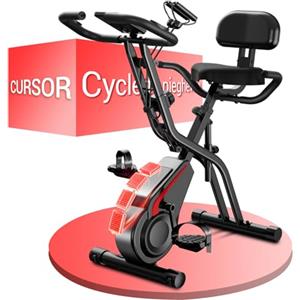 CURSOR FITNESS CURSOR cyclette da casa pieghevole Ergometer, cyclette pieghevole 5-in-1 con Resistenza Magnetica a 16 Livelli, cyclette per casa Bici da Camera con Sedile Comodo, Massimo 136kg