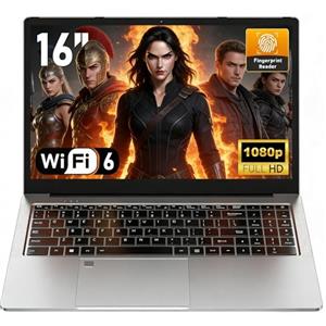 NAIKLULU 16 Pollici Pc Portatile Gaming 2026 Processore R7 5825U (2,0 a 4,5 GHz), 16GB RAM 1TB SSD Computer Gaming Portatile, Gamer Laptop Tastiera Retroilluminata, Sblocco Tramite Impronta Digitale