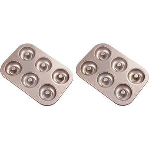 ANJIAOSHOU 2 stampi per ciambelle per 6 ciambelle, antiaderenti, in acciaio al carbonio, stampi per ciambelle, ciambelle