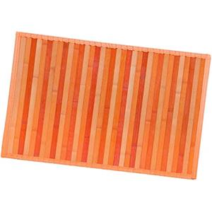 emmevi Tappeto Bamboo Legno Stuoia Antiscivolo Passatoia Pedana Bambù Cucina Bagno Degradè 50x77 Arancione