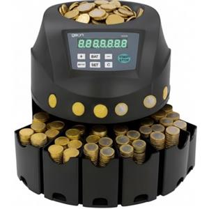 Geon Contamonete Automatico - Clasificatore Monete per Denominazione - 200 Monete/Minuto - Capacità 300-500 - Compatibile con EUR e USD - Display LED - Connessione RS232 per PC e Stampante