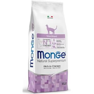 Generico Monge Gatto Natural Superpremium Sterilised Adult Pollo 10kg, alimento secco completo per gatti adulti sterilizzati di tutte le razze, gusto POLLO, 10kg.