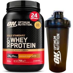 Optimum Nutrition Gold Standard 100% Whey Proteine in Polvere con Aminoacidi Cioccolato e Burro di Arachidi 768 g 24 Porzioni + Shaker