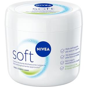 NIVEA Soft 500 ml, Crema idratante corpo, viso e mani per 72 ore, Crema multiuso rifrescante con Vitamina E e Olio di Jojoba, Assorbimento rapido, Per uso quotidiano, Per tutti i tipi di pelle