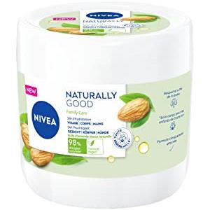 NIVEA NATURALLY GOOD Family Care Crema multiuso per tutta la famiglia (1 x 450 ml), crema 3 in 1 arricchita con olio di mandorle dolci 100% naturale, crema viso - corpo - mani