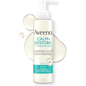 Aveeno CALM+RESTORE Detergente viso - pulizia delicata con avena prebiotica e partenio, rimuove sporco e sebo, lenisce la pelle sensibile e idrata, non fa schiuma