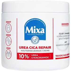 Mixa Urea crema rigenerante per pelle con urea e niacinamidi, per pelle secca, ruvida e irregolare, ripara e leviga, idratante per corpo, mani e viso, Urea Cica Repair+, 400 ml