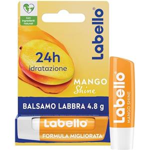 Labello Mango Shine Burrocacao labbra 4.8 g, Balsamo labbra nutriente all'aroma di Mango con pigmenti scintillanti, Lip balm idratante per 24 ore con ingredienti di origine naturale