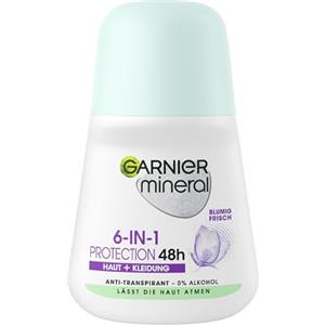Garnier Deodorante roll-On per donne, deodorante dal profumo fresco e fino a 48 ore di protezione contro l'umidità delle ascelle e l'odore del corpo, protezione minerale 6 in 1, anti-traspirazione, 1
