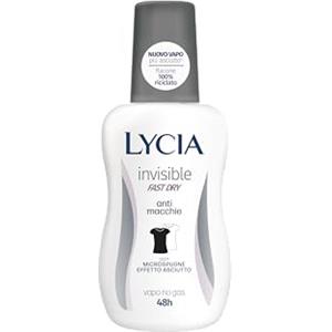 Lycia, Invisible Deodorante Vapo No Gas Antimacchia con Antibatterico, Formula Fast Dry Asciuga Rapidamente, Non Lascia Macchie o Aloni sui Vestiti, Efficacia fino a 48H, 75 ml