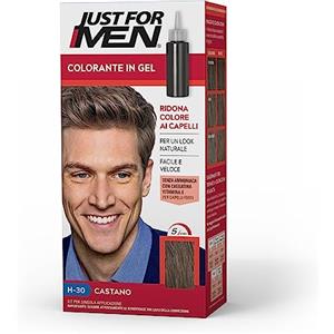 Just For Men Colorante In Gel, Tinta Semipermanente Per Capelli Uomo, Senza Ammoniaca, Con Cheratina E Vitamina E Per Capelli Forti, Colore Castano, H30