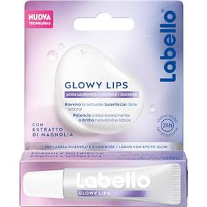 Labello Glowy Lips 10 ml, Burrocacao labbra ultra idratante 24h dal finish luminoso, Lip gloss lucidalabbra con Acido Ialuronico + Vitamina E + Glicerina ed estratto di Magnolia, Balsamo labbra secche