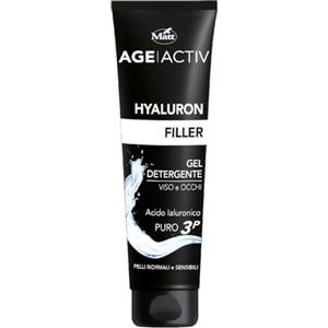 Matt AGEACTIV Gel Detergente con Acido Ialuronico 3P - 150 ml, Azione Detergente Profonda e Idratante per Viso e Occhi