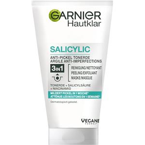 Garnier Delicato sulla pelle 3 in 1 pulizia viso per pelli impure, pulizia, peeling e maschera, con acido salicilico e argilla, 1 x 150 ml